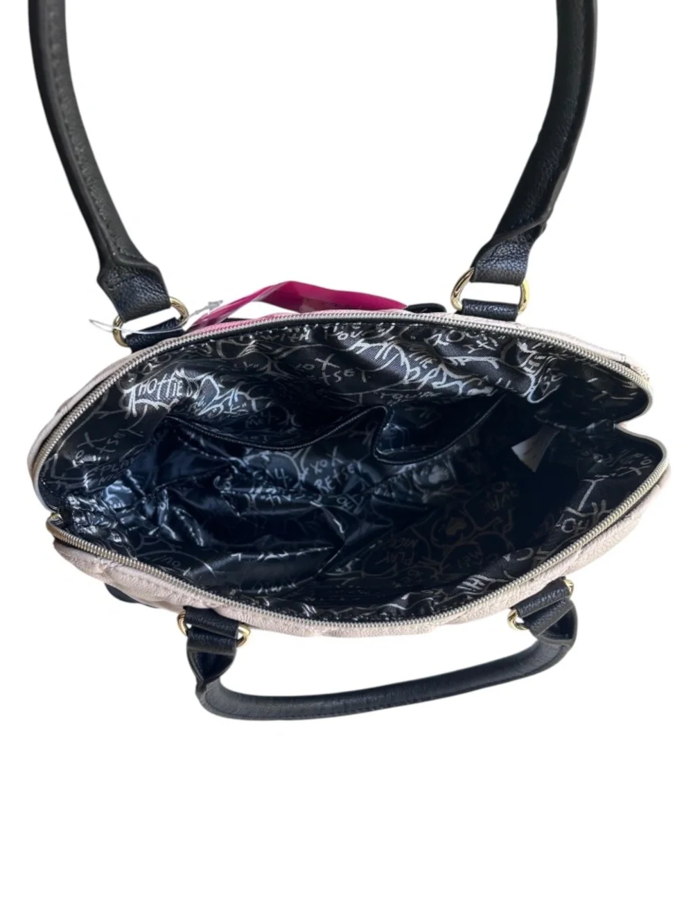 NWT Betsey Johnson Be Mine Dome Satchel Bag Bone & Black BB17000